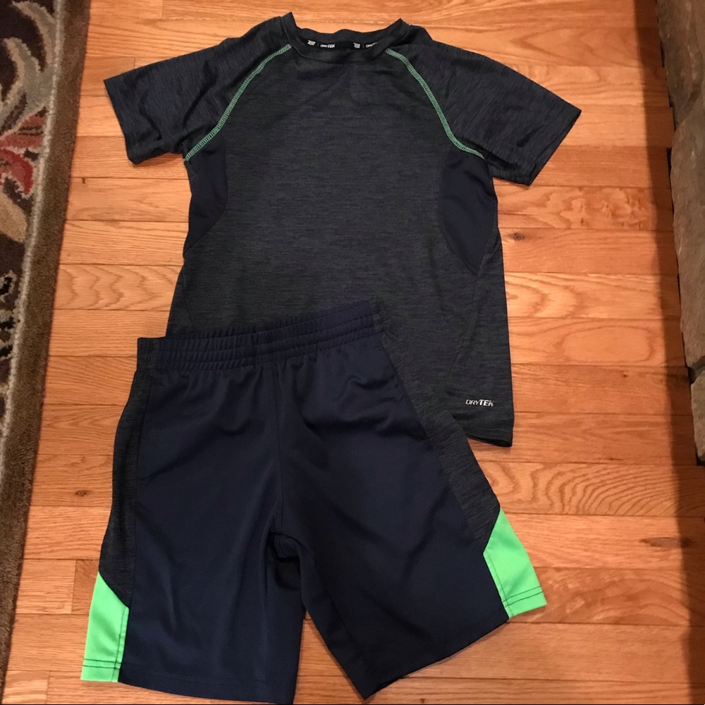 Boys Tek Gear DryTek Blue/Green Matching Outfit